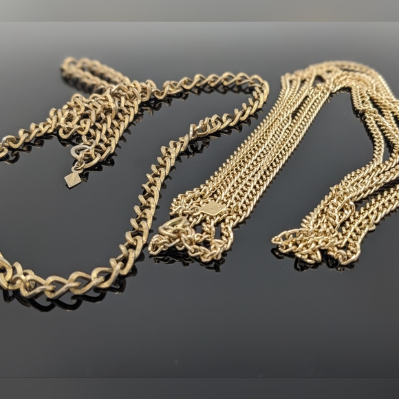 Two Sarah Coventry Chains. Triple chain 24" and 29" - Picture 2 of 4